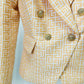 Women's Gold Blazer Labyrinth Pattern Jacket Coats with Gold Buttons