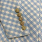 Women's Fitted Golden Lion Buttons Luxury Blue Checked Blazer
