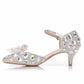 Rhinestone Sandals Pointed Toe Crystal Shoes Wedding Low Heels