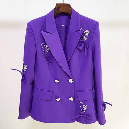Women's Luxury Decoration Loose Fit Purple Blazer Jacket Coat