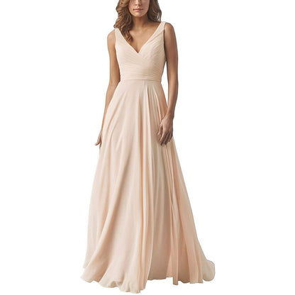 A-line Chiffon Bridesmaid Dress Floor Length Formal Evening Prom Gowns