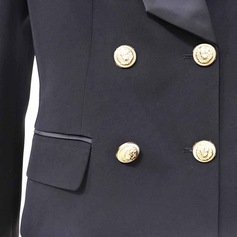 Women Coats Black Jacket Long Sleeves Blazer Breasted Coat
