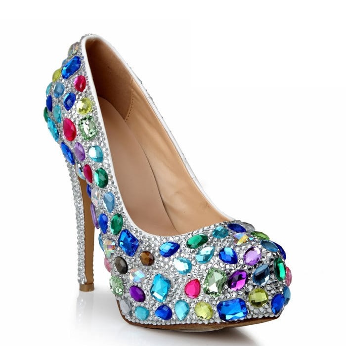Colored Diamond Wedding Shoes Luxurious Bride Platform Heels – SD ...
