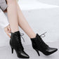 Women's Ankle boots Lace Up Pointed Toe High Heels Short Booties
