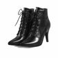 Women's Ankle boots Lace Up Pointed Toe High Heels Short Booties