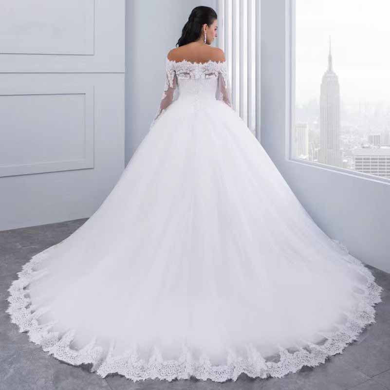 Women's Long Sleeve Lace Wedding Dresses Bridal Gown