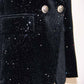 Women's Double Breasted Blazer Gold Buttons Autumn Winter Black Velvet Jacket