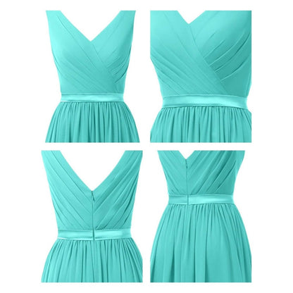 V-Neck Chiffon Bridesmaid Dresses Long Party Evening Formal Dress