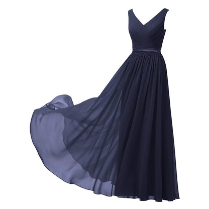 V-Neck Chiffon Bridesmaid Dresses Long Party Evening Formal Dress