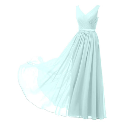 V-Neck Chiffon Bridesmaid Dresses Long Party Evening Formal Dress