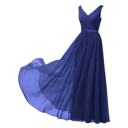 V-Neck Chiffon Bridesmaid Dresses Long Party Evening Formal Dress