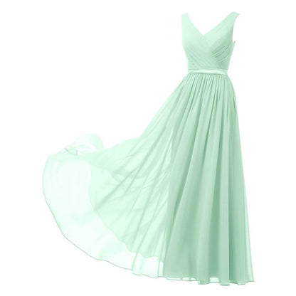 V-Neck Chiffon Bridesmaid Dresses Long Party Evening Formal Dress