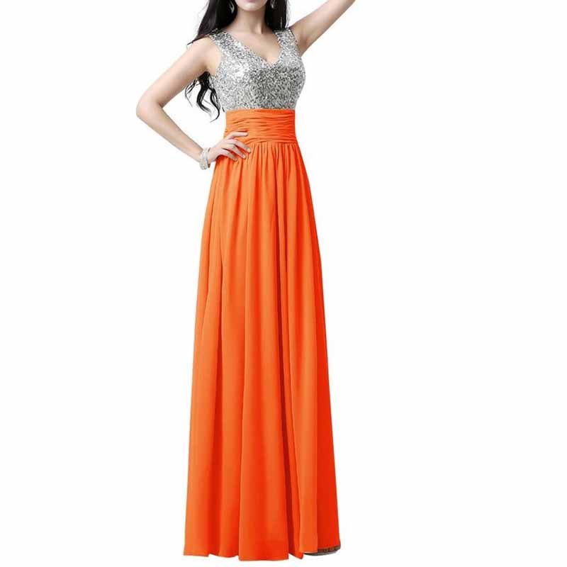 Sequin Top Bridesmaid Dress Chiffon Floor-Length Bridesmaid Dress100+colors