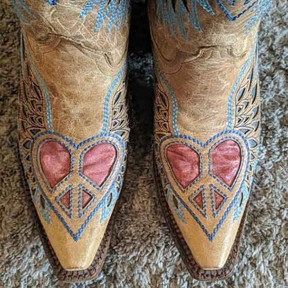 Women's Floral Embroidery Boots Country Cowgirl Boot