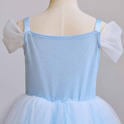 Girls Tutu Prom Gowns Luxury Blue Wedding Birthday Party Princess Long Dress
