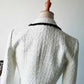Women Chic Off White Tweed Blazer Double Breasted Blazer Gold Buttons