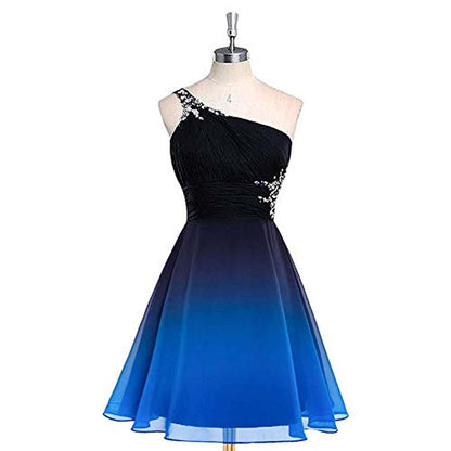 Gradient Formal Evening Gowns Beaded Ombre Chiffon Long Prom Dresses