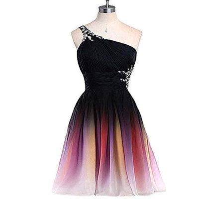 Gradient Formal Evening Gowns Beaded Ombre Chiffon Long Prom Dresses