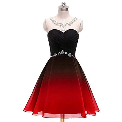 Gradient Formal Evening Gowns Beaded Ombre Chiffon Long Prom Dresses