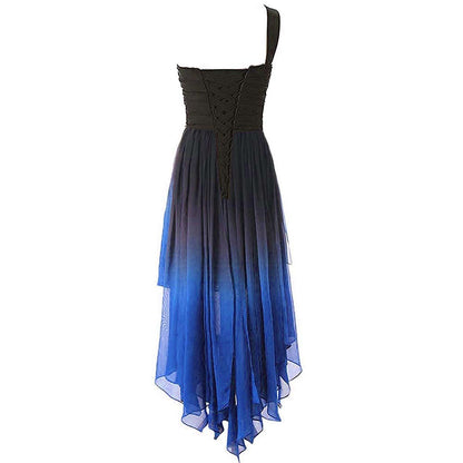 Gradient Formal Evening Gowns Beaded Ombre Chiffon Long Prom Dresses