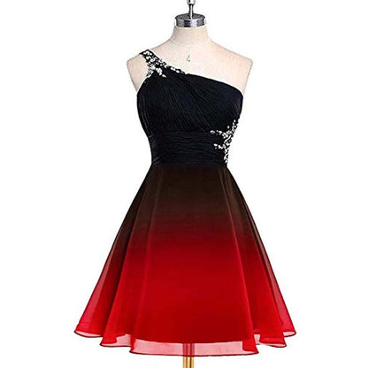 Gradient Formal Evening Gowns Beaded Ombre Chiffon Long Prom Dresses