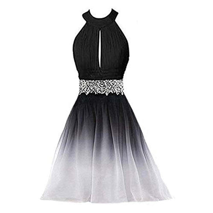 Gradient Formal Evening Gowns Beaded Ombre Chiffon Long Prom Dresses