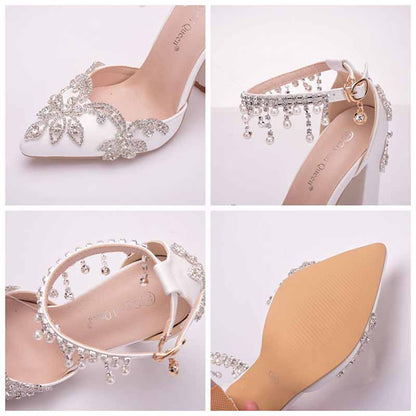 Women's Stiletto High Heel Dress Pumps Pointy Toe Bridal Wedding Evening Party Shoes