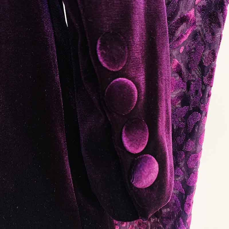 Women Velvet Dark Purple Blazer Pantsuit + Flare Trousers Suit