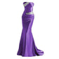 purple dress off the shoulder ball dress