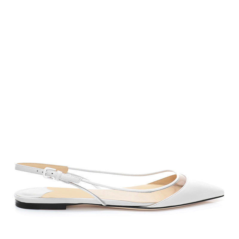 sd-hk Casual Slingback White Flat Shoes
