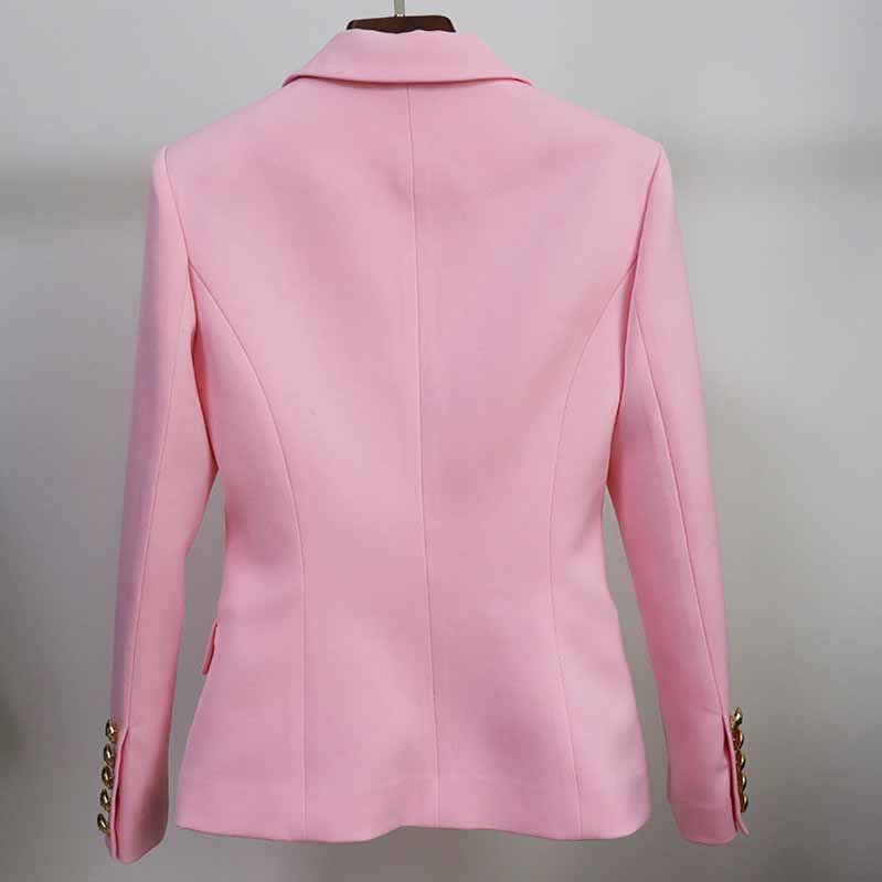 Women's Pink Coats & Jacket Long Sleeves Blazer Breasted Coat