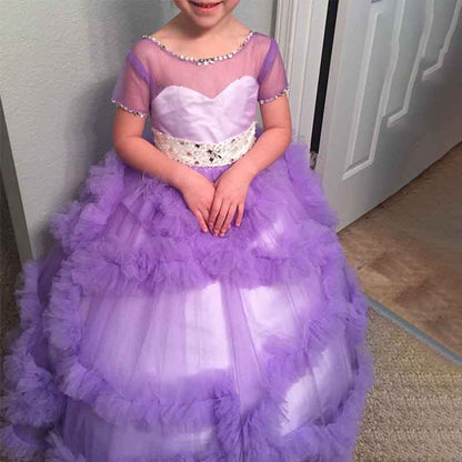 Flower Girl Dresses Tiers Tulle Ball Gown Little Girl Wedding Dresses Little Girls Gowns