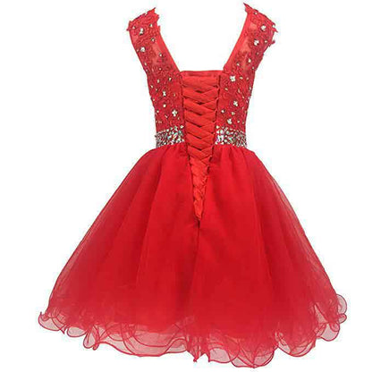 Women's Tulle Short Applique Beading Formal Homecoming Cocktail Party Dress