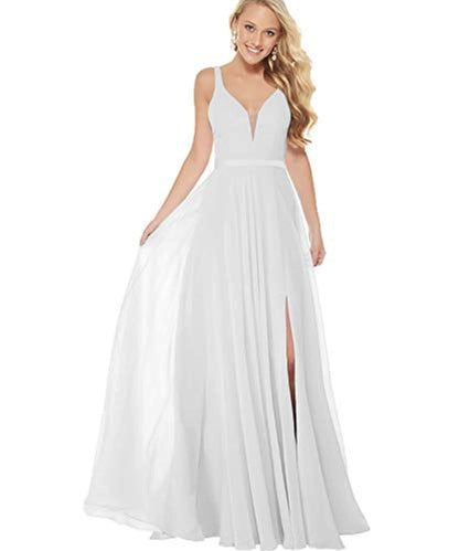 Long Simple Bridesmaid Dresses with Slit for Women Spaghetti Straps Prom Dresses