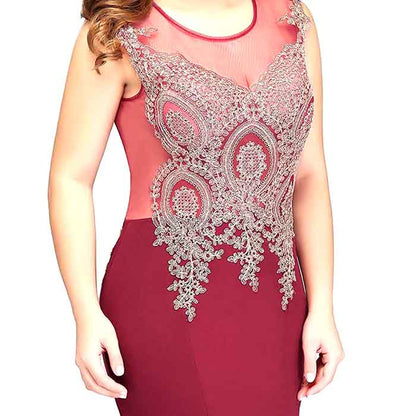 Women's Embroidery Lace Long Mermaid Formal Evening Prom Dresses