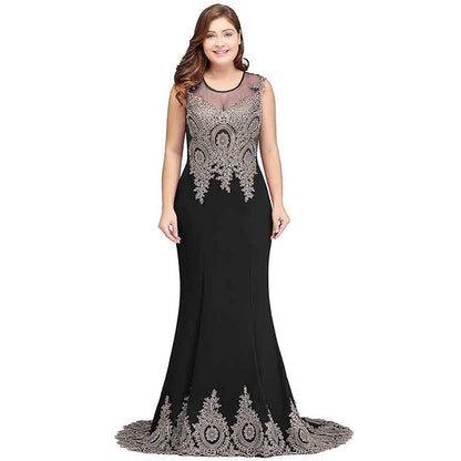 Women's Embroidery Lace Long Mermaid Formal Evening Prom Dresses