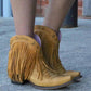 Ankle Boot Western Fringe Cowboy Low Heel Bootie