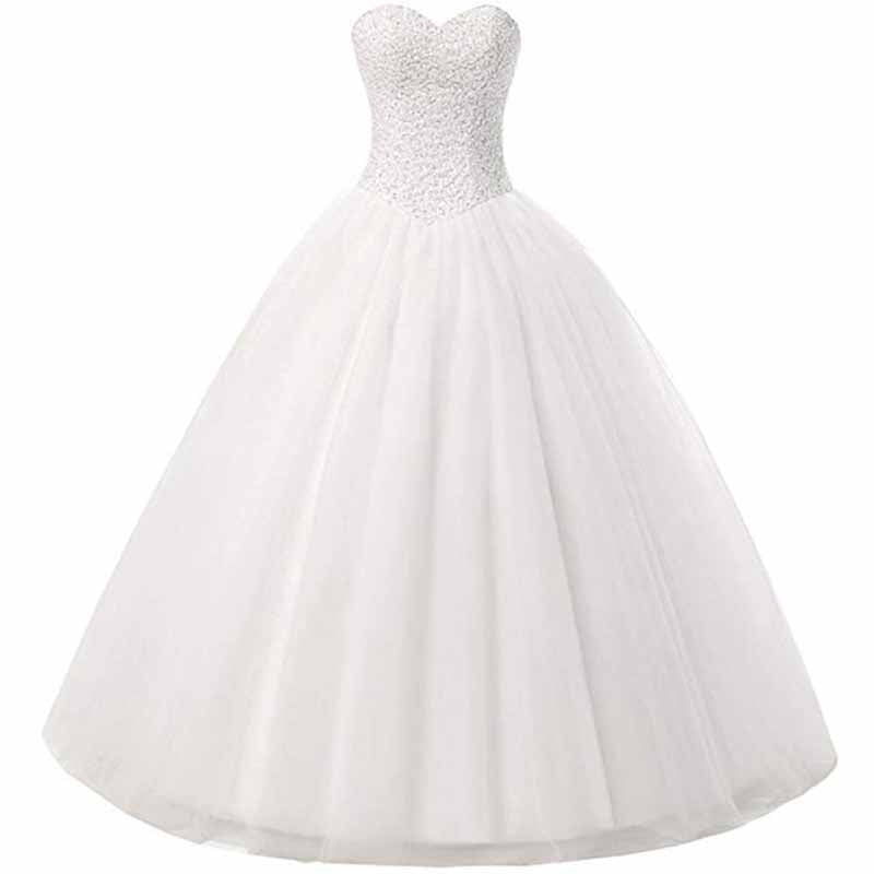 Lace Train Wedding Dress Aline Applique Bride Dress Long Tulle Dress