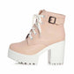 Platform Boots for Women Chunky Lace Up High Heel Ankle Boots