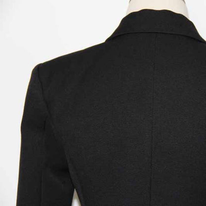 Women's Luxury Fitted Blazer Golden Lion Buttons Coat Black Custom Made Size