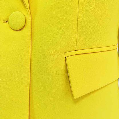 Women's Yellow Pantsuit Blazer+High Waisted Flare Pants Suit Wedding Pantsuit