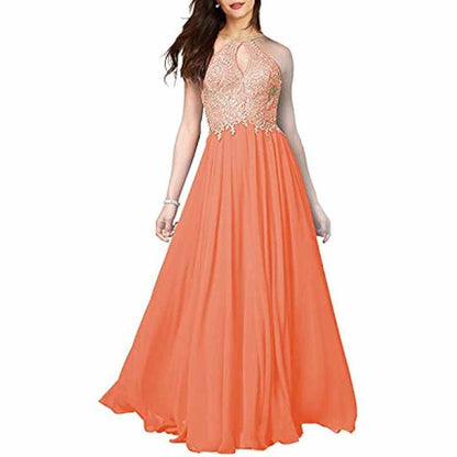 Women's Appliques Bridesmaid Dress Beaded Formal Evening Gowns