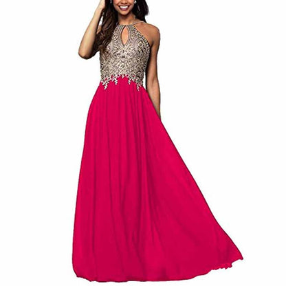Women's Appliques Bridesmaid Dress Beaded Formal Evening Gowns
