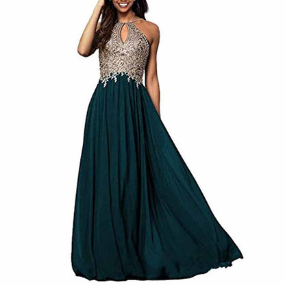 Women's Appliques Bridesmaid Dress Beaded Formal Evening Gowns
