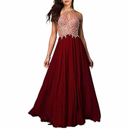 Women's Appliques Bridesmaid Dress Beaded Formal Evening Gowns