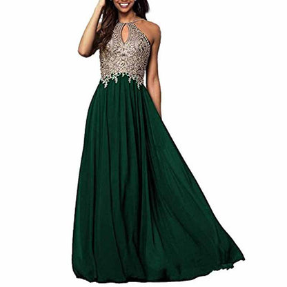 Women's Appliques Bridesmaid Dress Beaded Formal Evening Gowns