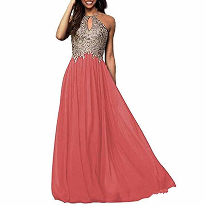 Women's Appliques Bridesmaid Dress Beaded Formal Evening Gowns