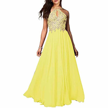 Women's Appliques Bridesmaid Dress Beaded Formal Evening Gowns