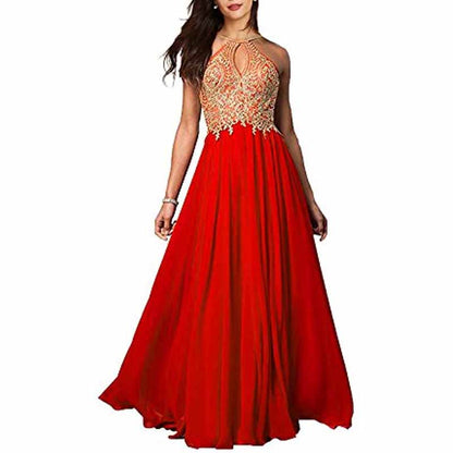 Women's Appliques Bridesmaid Dress Beaded Formal Evening Gowns