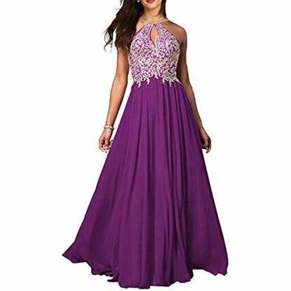 Women's Appliques Bridesmaid Dress Beaded Formal Evening Gowns